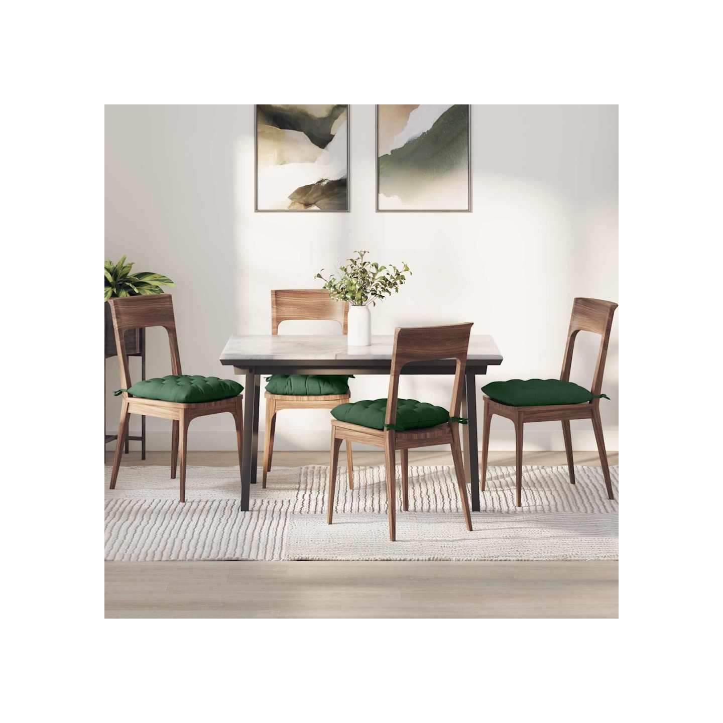 Coussins de siège 4 pc Tissu en velours côtelé Vert foncé