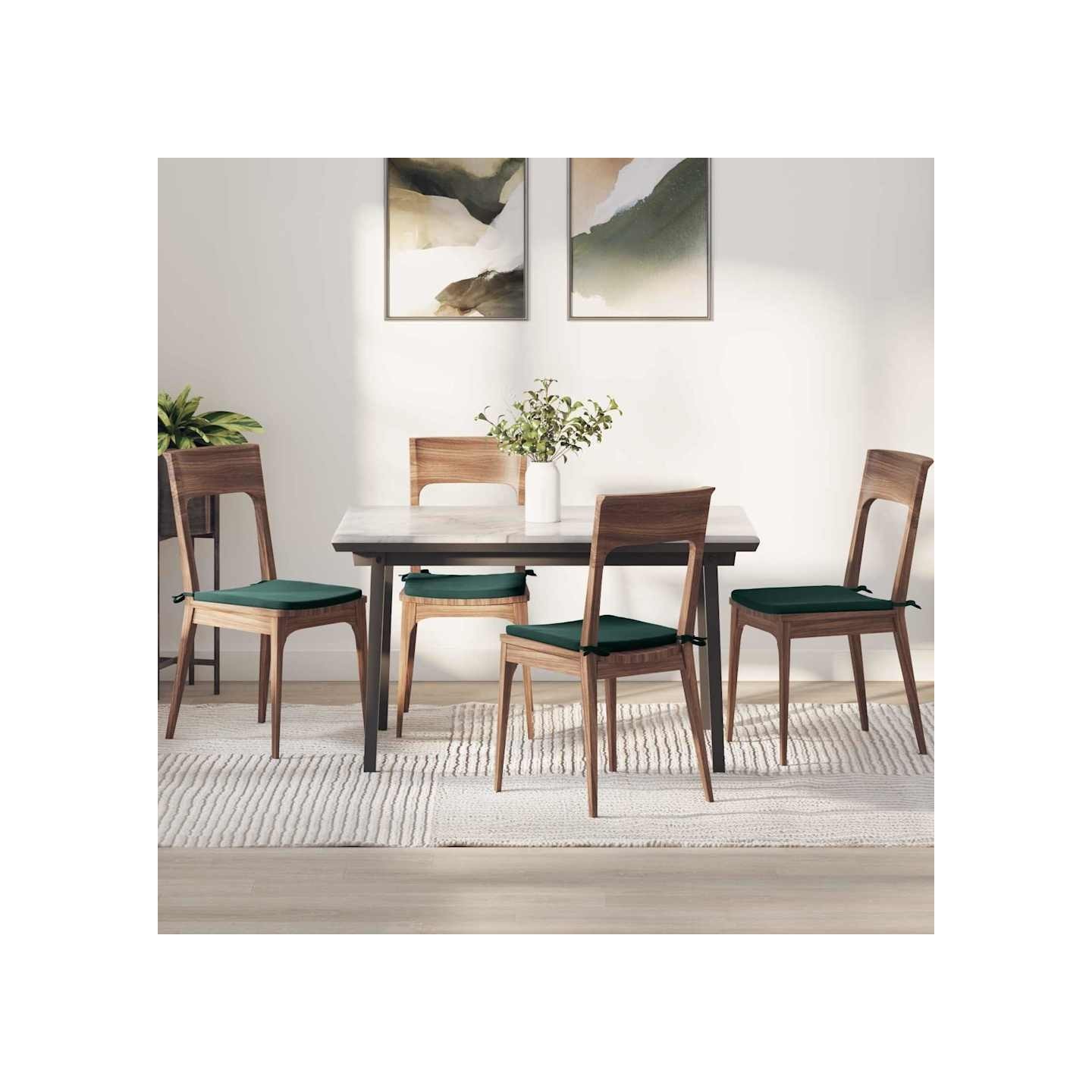 Coussins de siège 4 pc Velours Vert foncé 40 x 40 x 3 cm