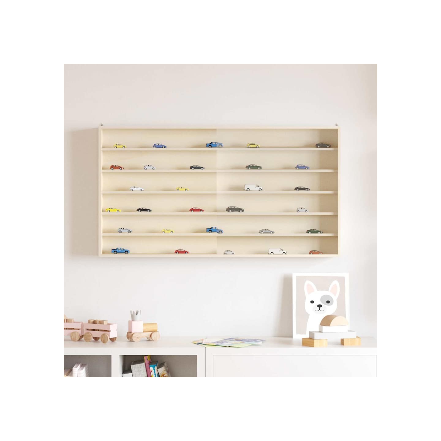 Vitrine Murale avec porte Beige 100 x 8,5 x 54 cm Contreplaqué