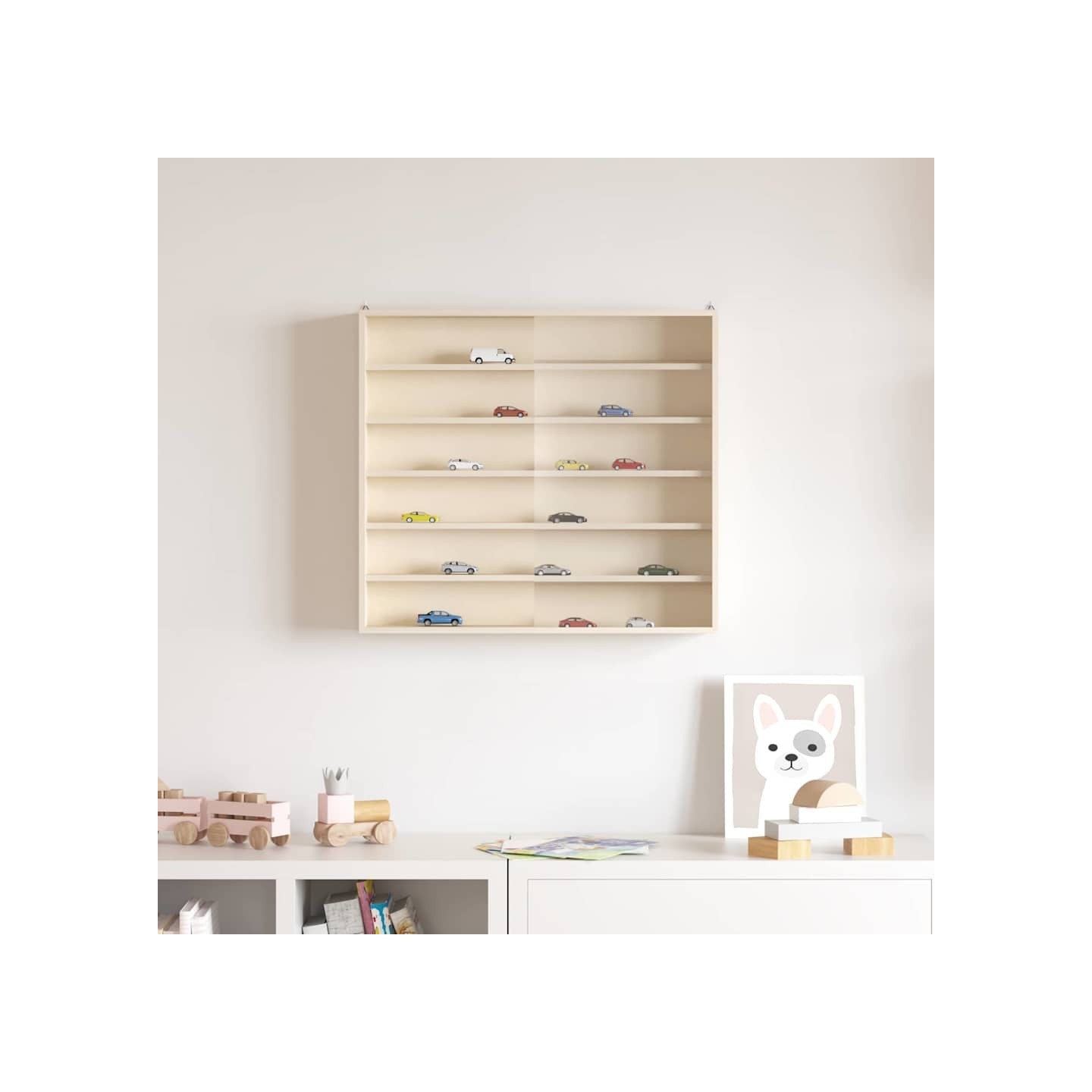 Vitrine Murale avec étagère Beige 60 x 8,5 x 54 cm Contreplaqué