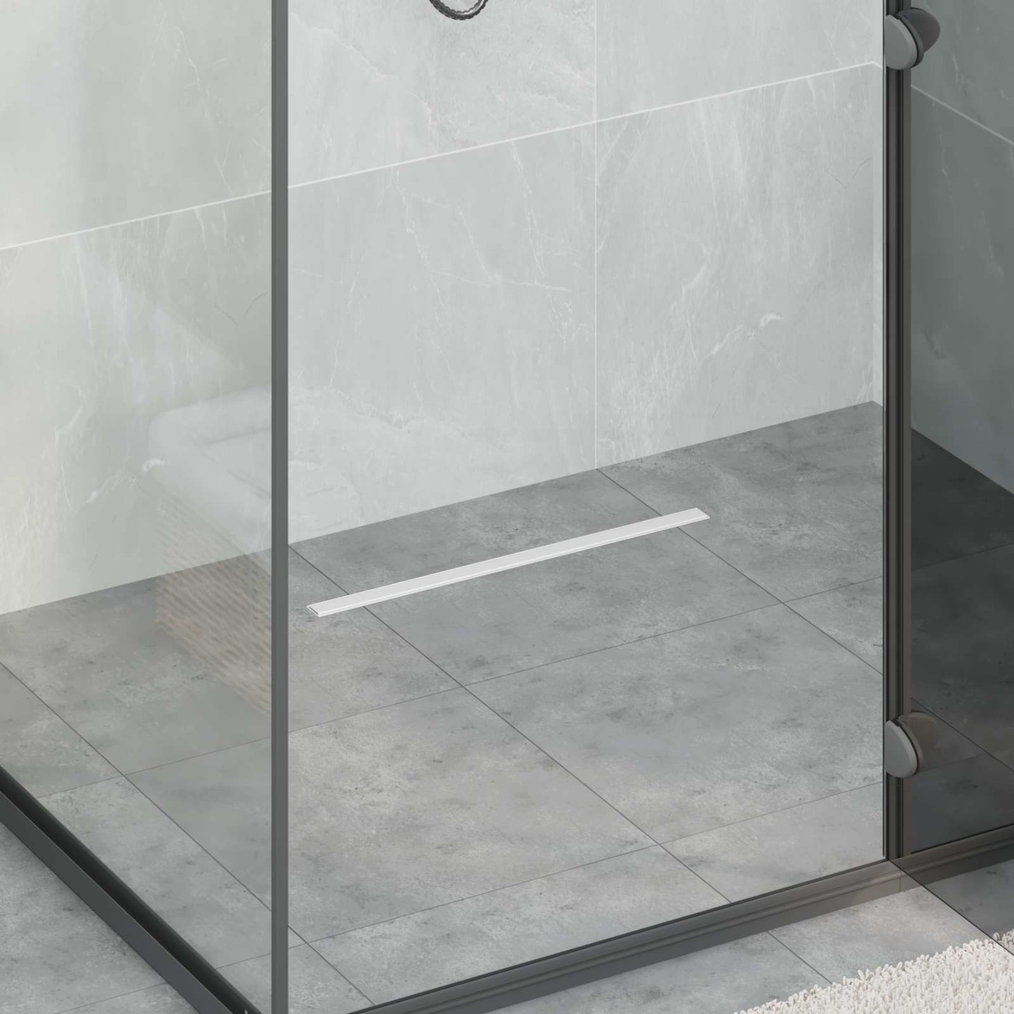 Évacuation de douche à 360° avec modèle slim Argenté 50 cm