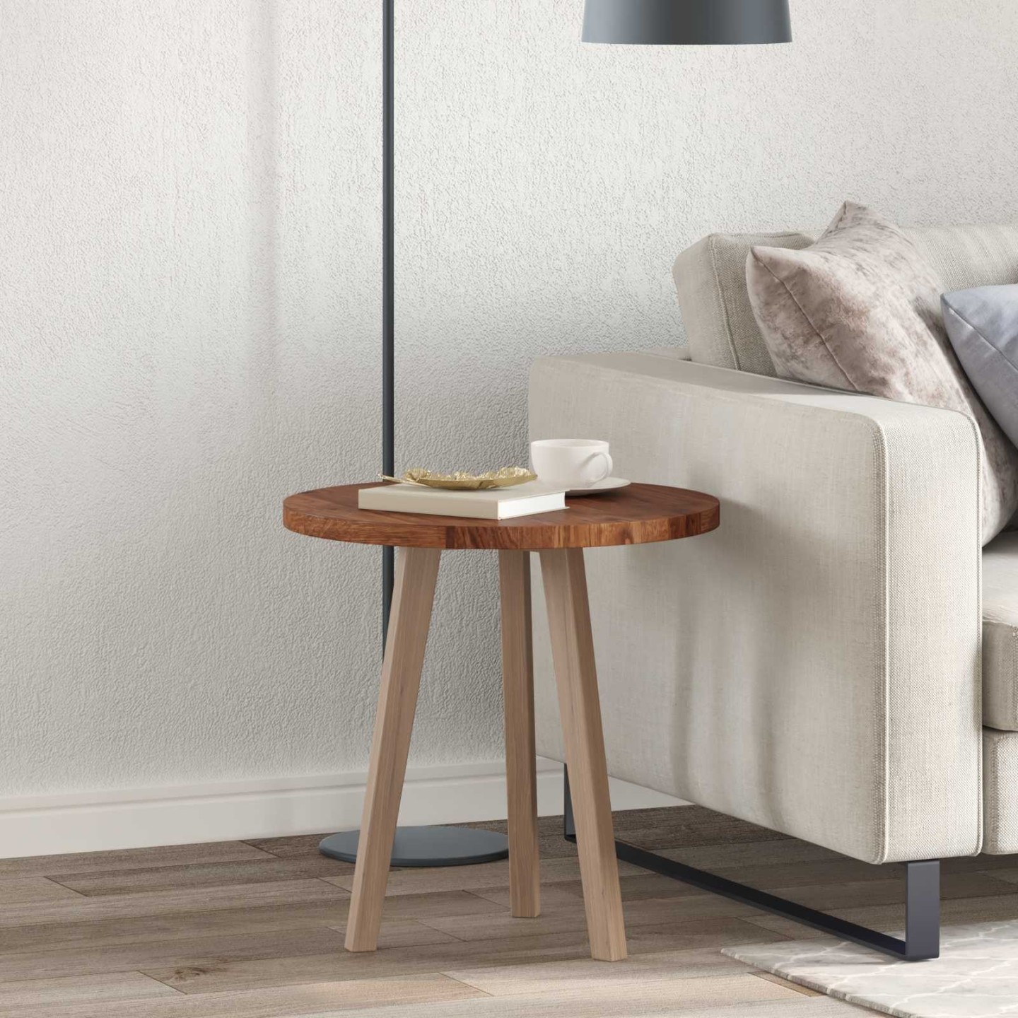 Plateau de table Ø 50 x 2,5 cm Rond Bois de chêne massif