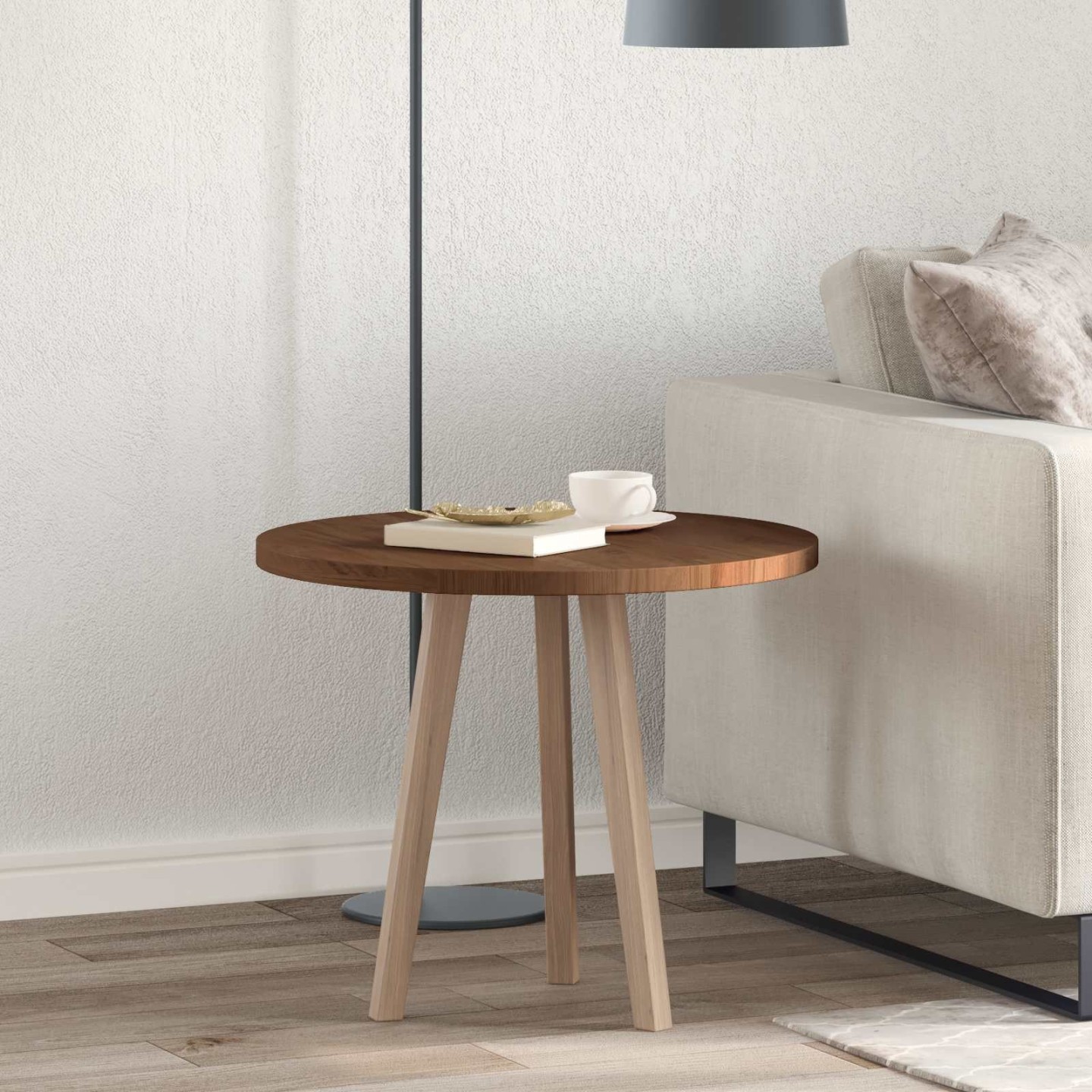 Plateau de table Ø 60 x 2,5 cm Rond Bois de chêne massif