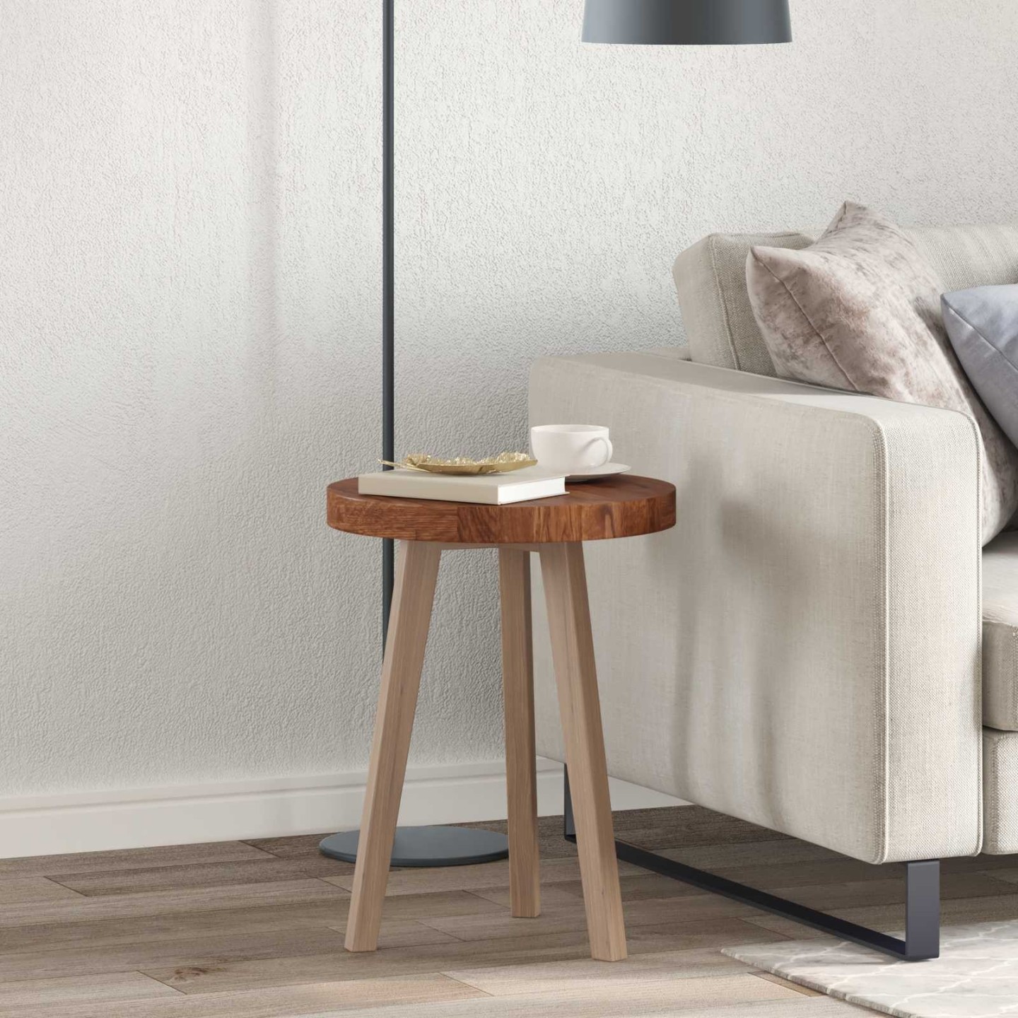 Plateau de table Ø 40 x 4 cm Rond Bois de chêne massif