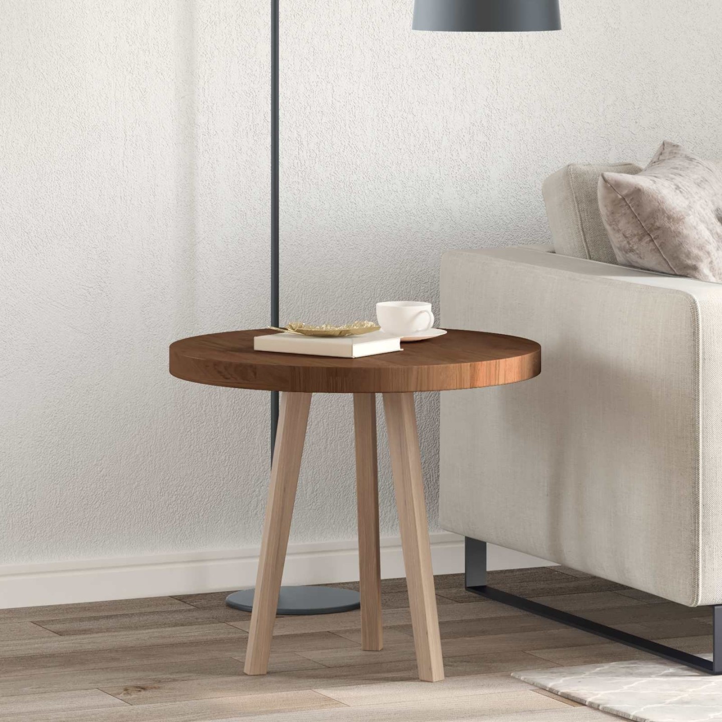 Plateau de table Ø 60 x 4 cm Rond Bois de chêne massif