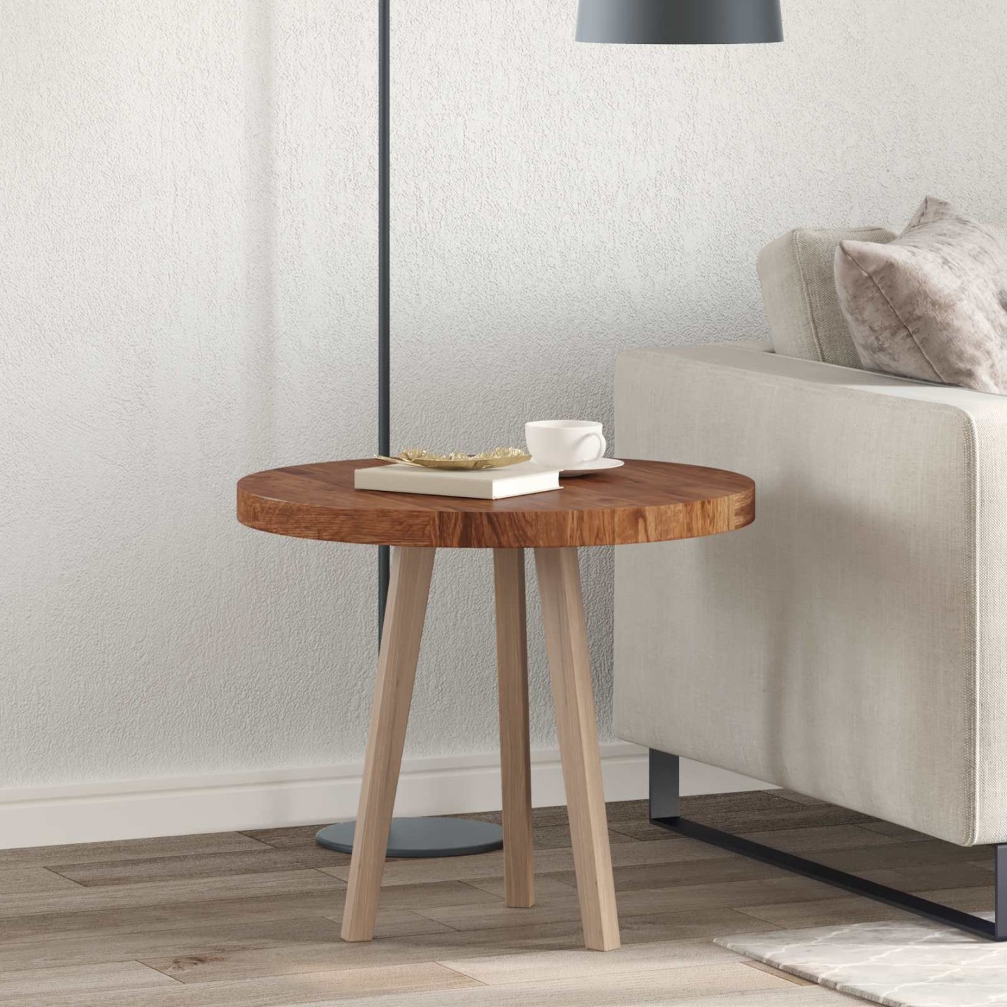 Plateau de table Ø 60 x 4 cm Rond Bois de chêne massif