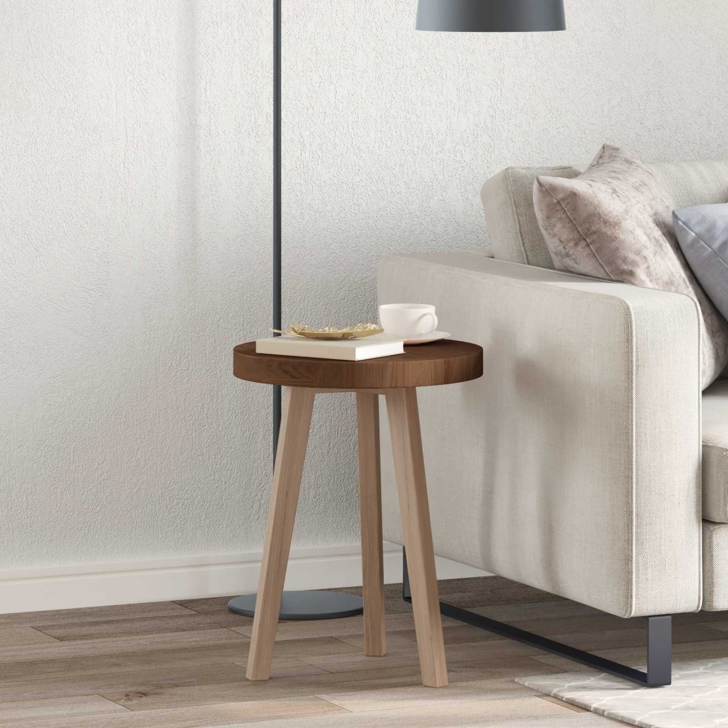 Plateau de table Ø 40 x 4 cm Rond Bois de chêne massif
