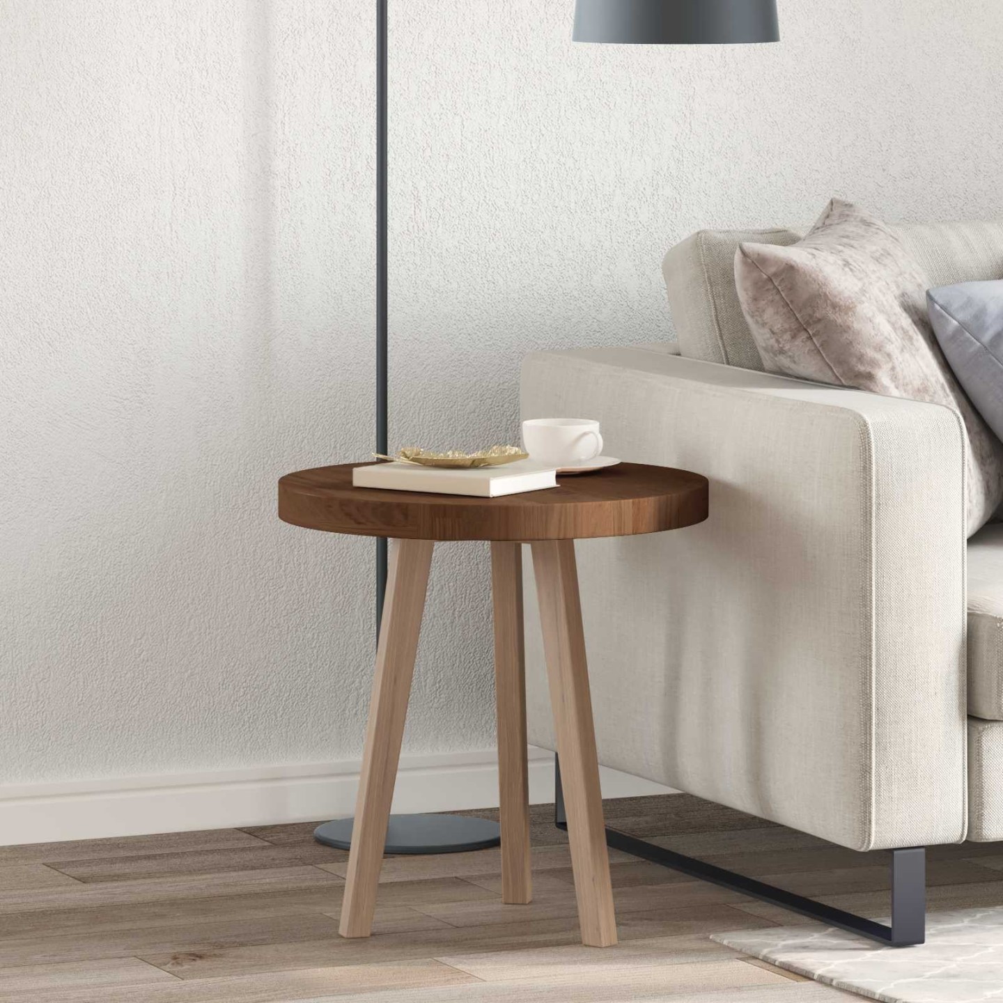 Plateau de table Ø 50 x 4 cm Rond Bois de chêne massif