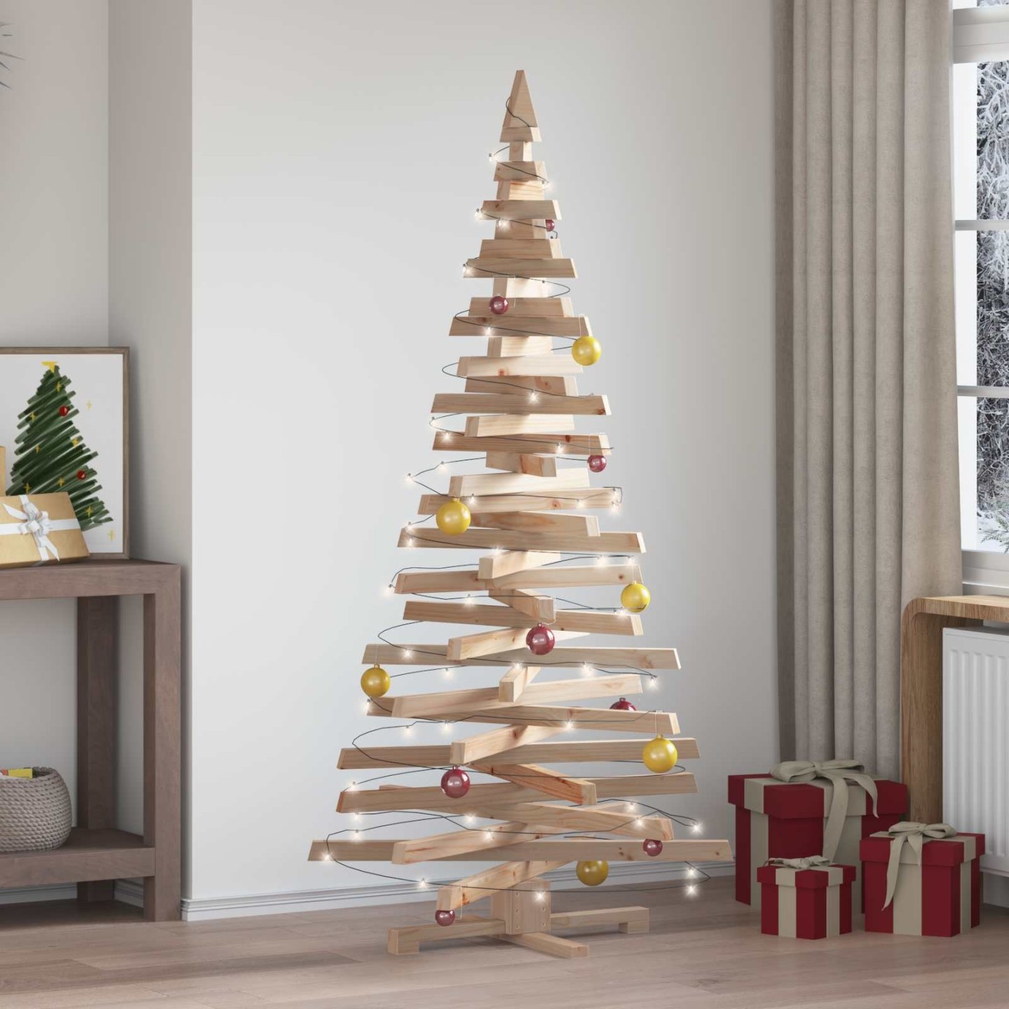 Arbre de Noël en bois KOTKA 180 cm Bois massif en pin Naturel