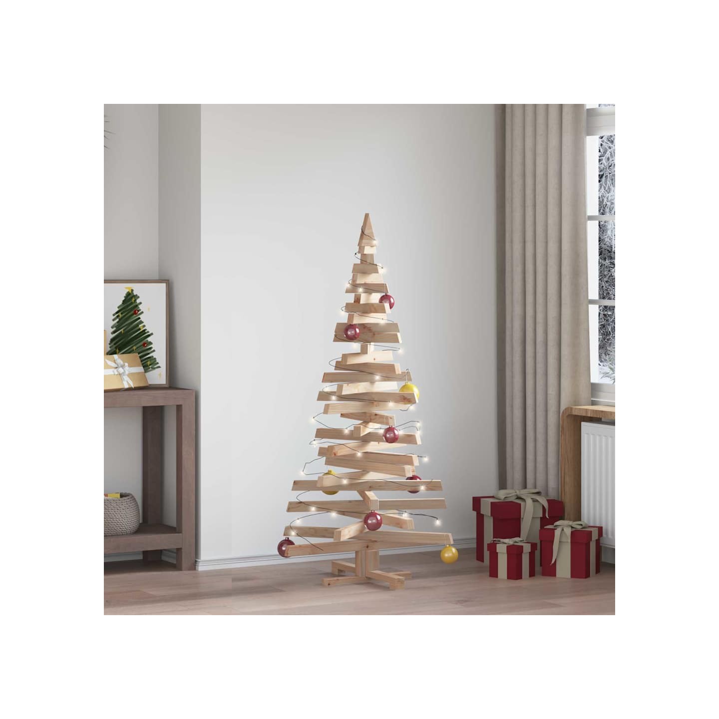 Arbre de Noël en bois KOTKA 150 cm Bois massif en pin Naturel