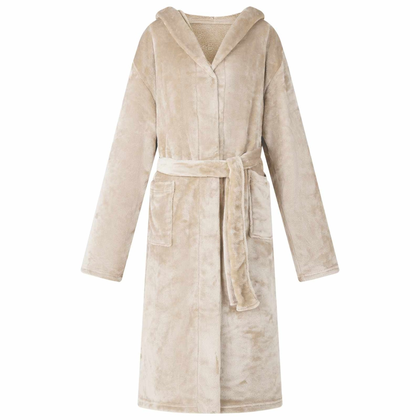 Peignoir avec capuche Beige L Flanelle