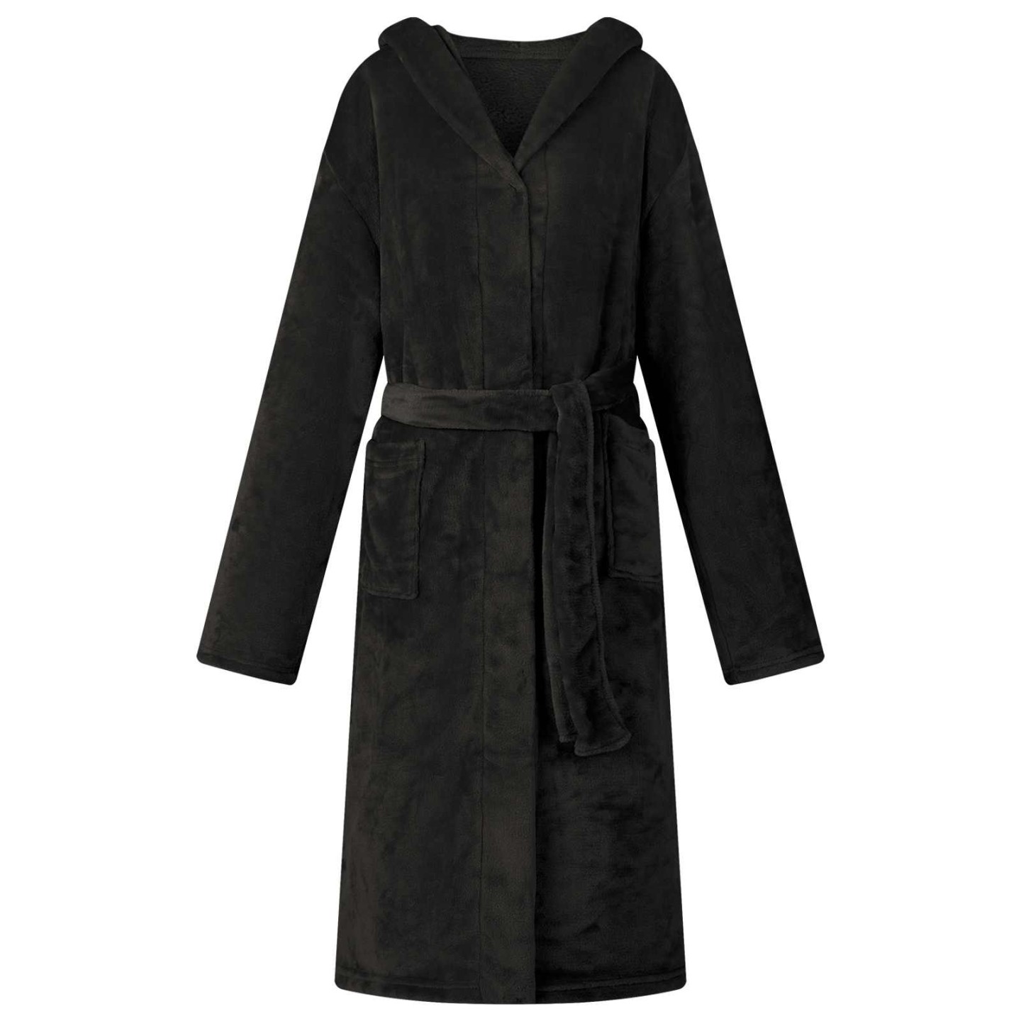 Peignoir avec capuche Noir L Flanelle