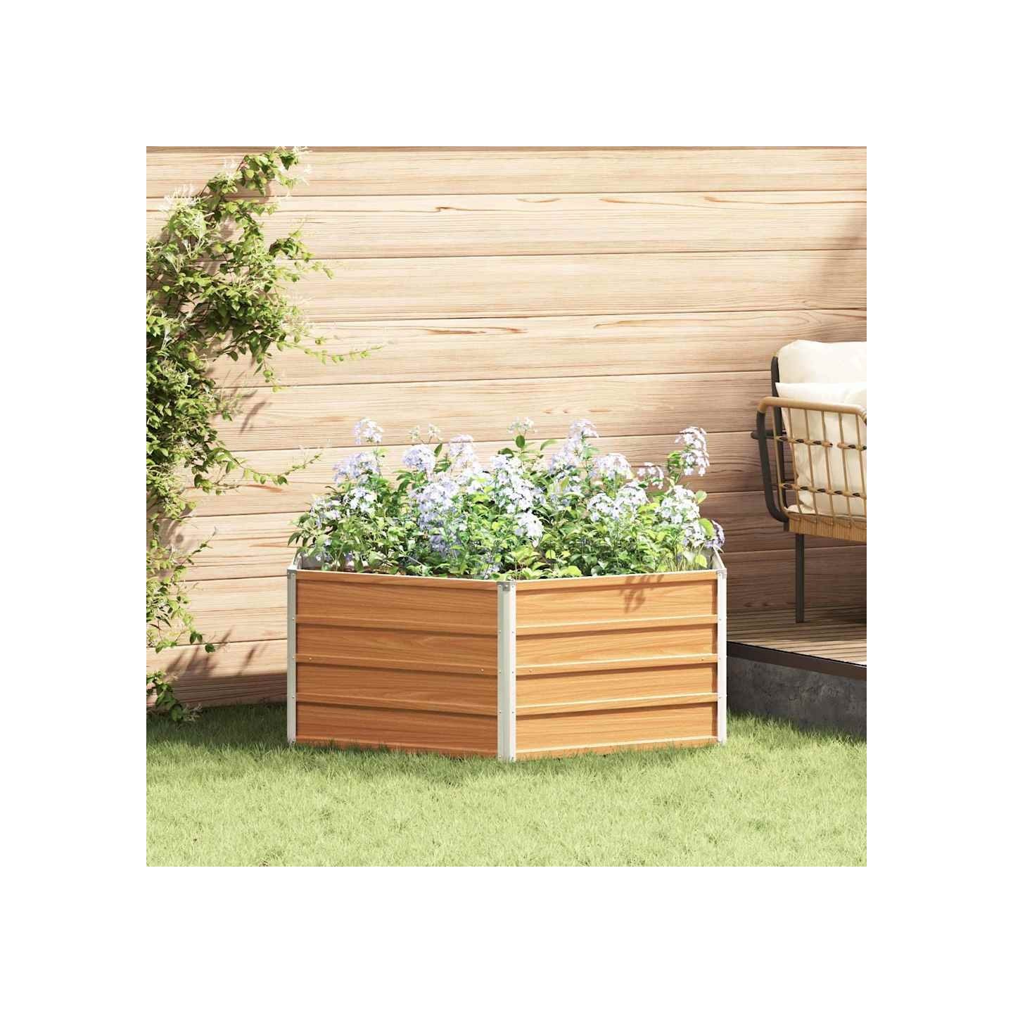 Jardin surélevé Aspect bois 129 x 129 x 45 cm Acier galvanisé