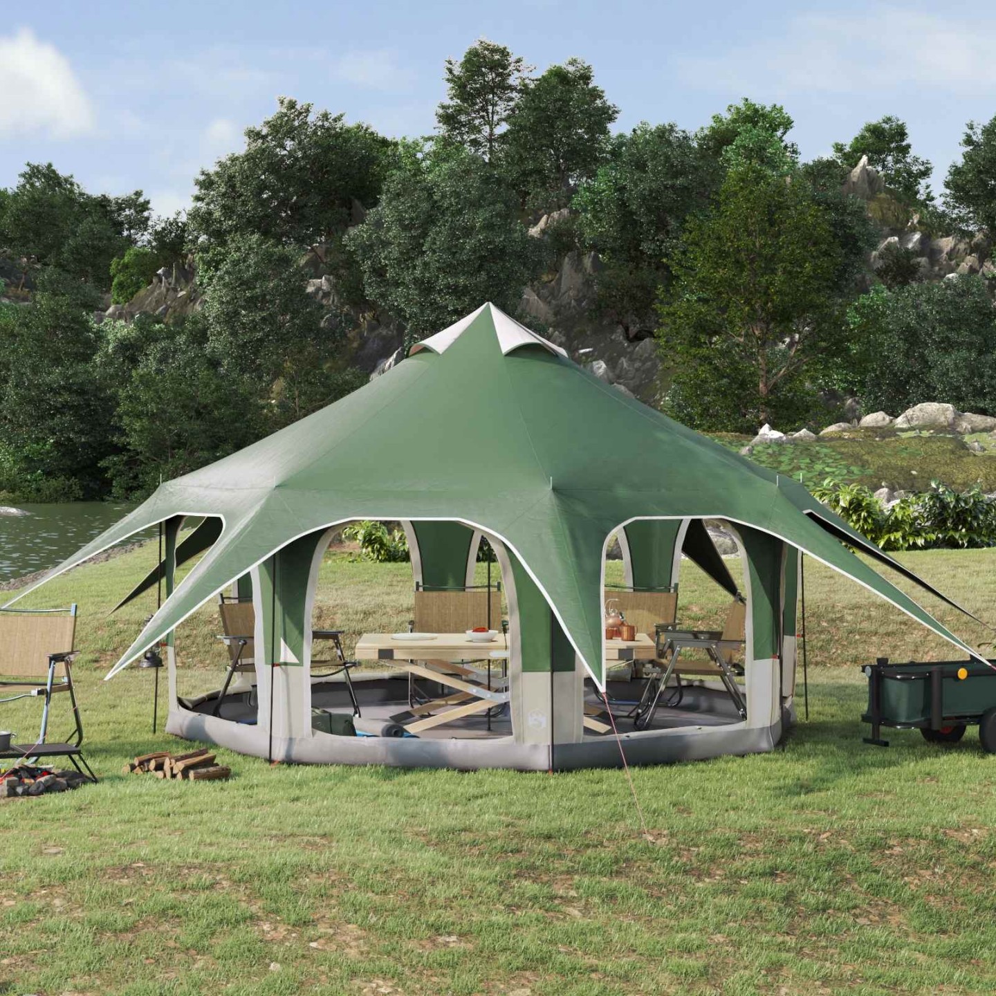 Tente familiale 5 personne Vert