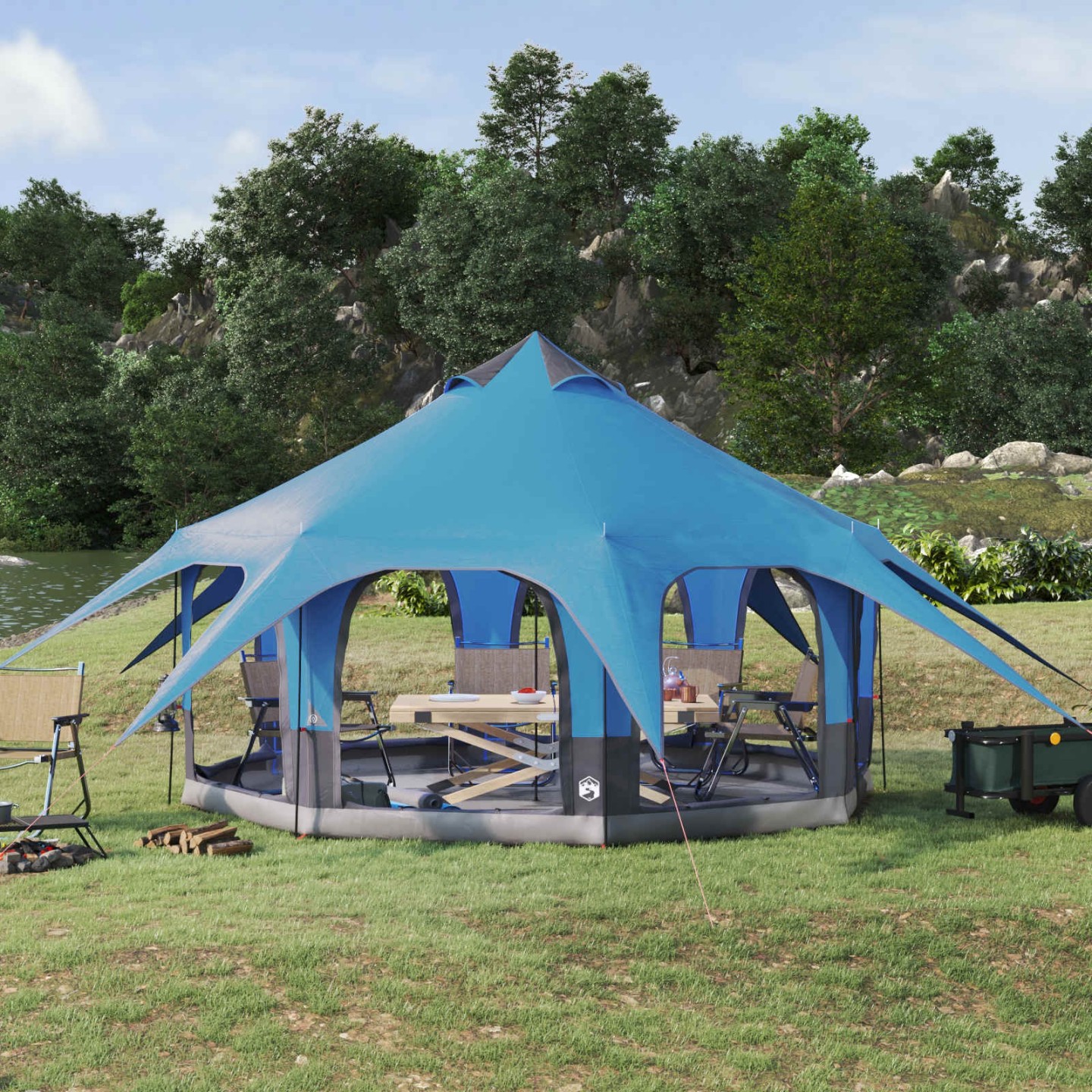 Tente familiale 5 personne Bleu