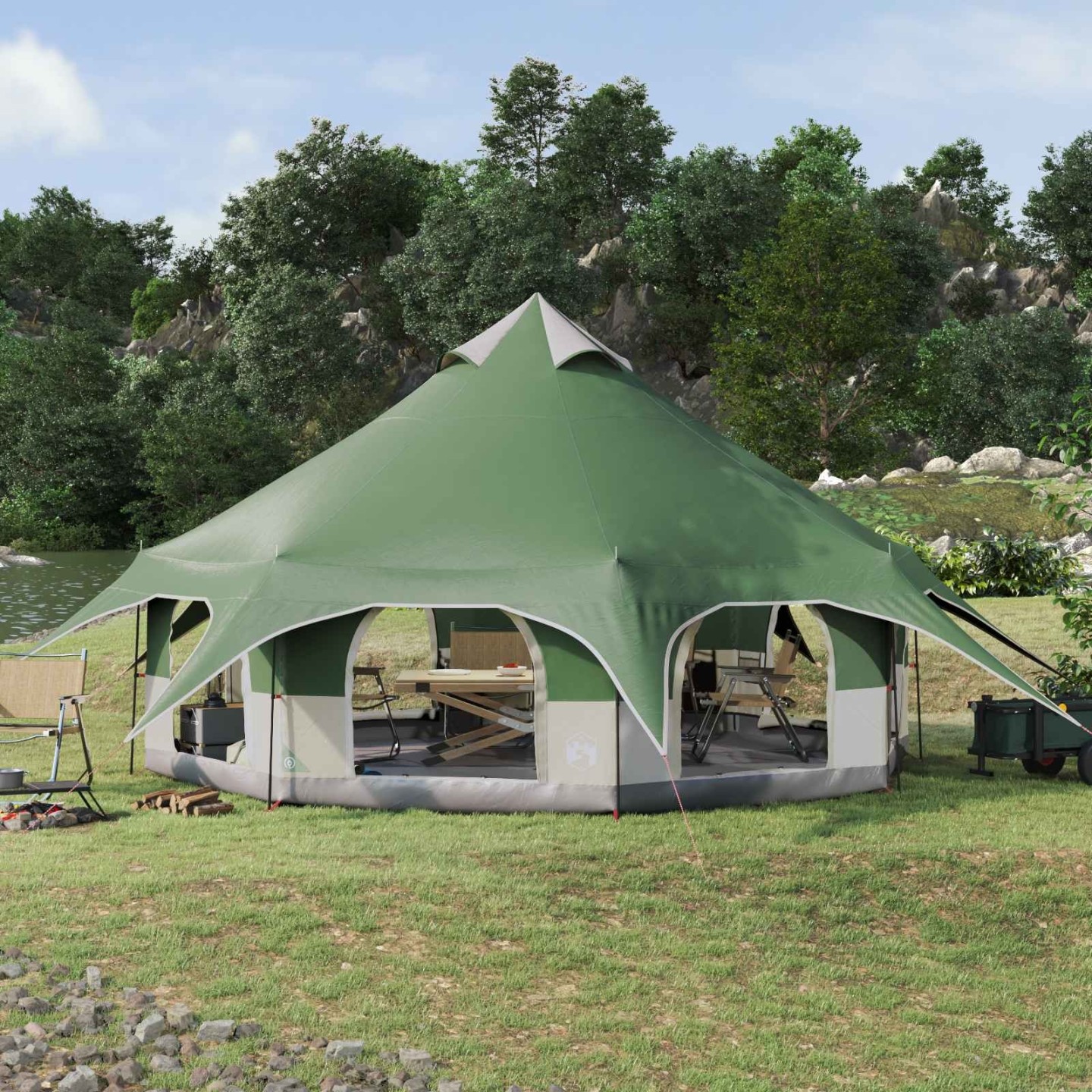 Tente familiale 10 personne Vert