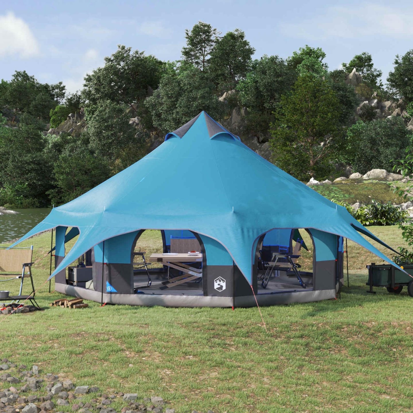 Tente familiale 10 personne Bleu