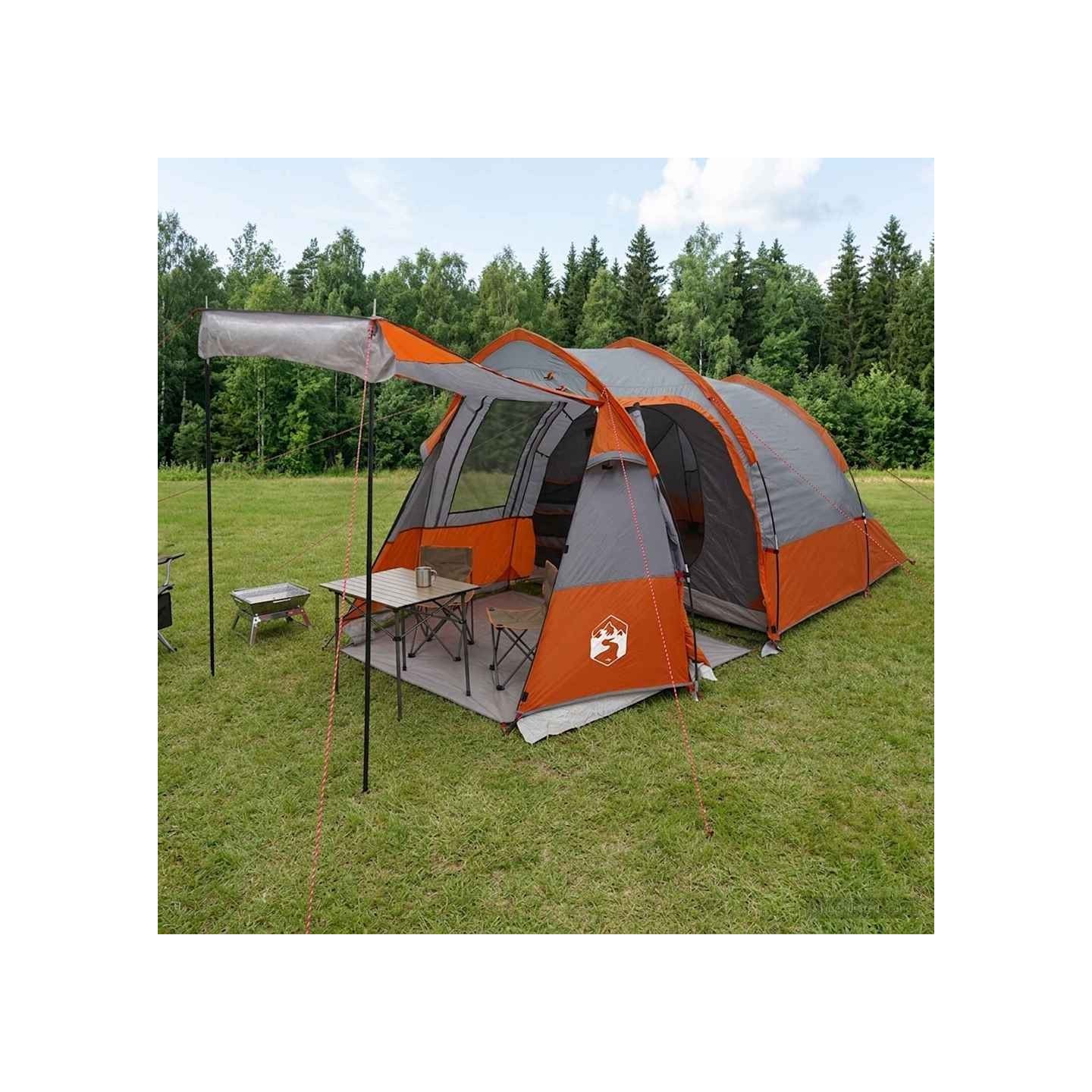 Tente tunnel Gris et orange 390 x 215 x 152 cm