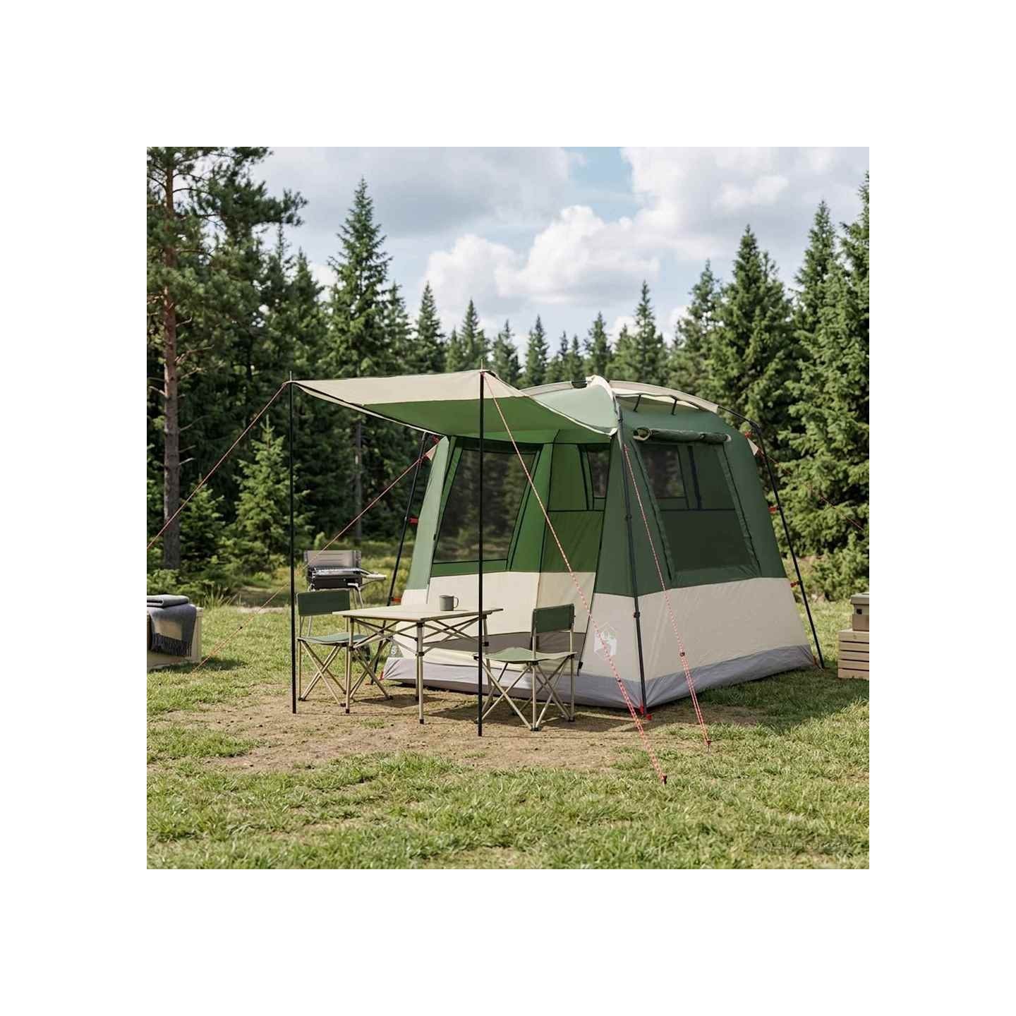 Tente de fête 4 personne Vert Polyester 185T avec revêtement PU