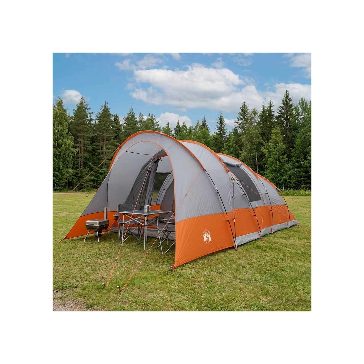 Tente tunnel Gris et orange 560 x 395 x 212 cm