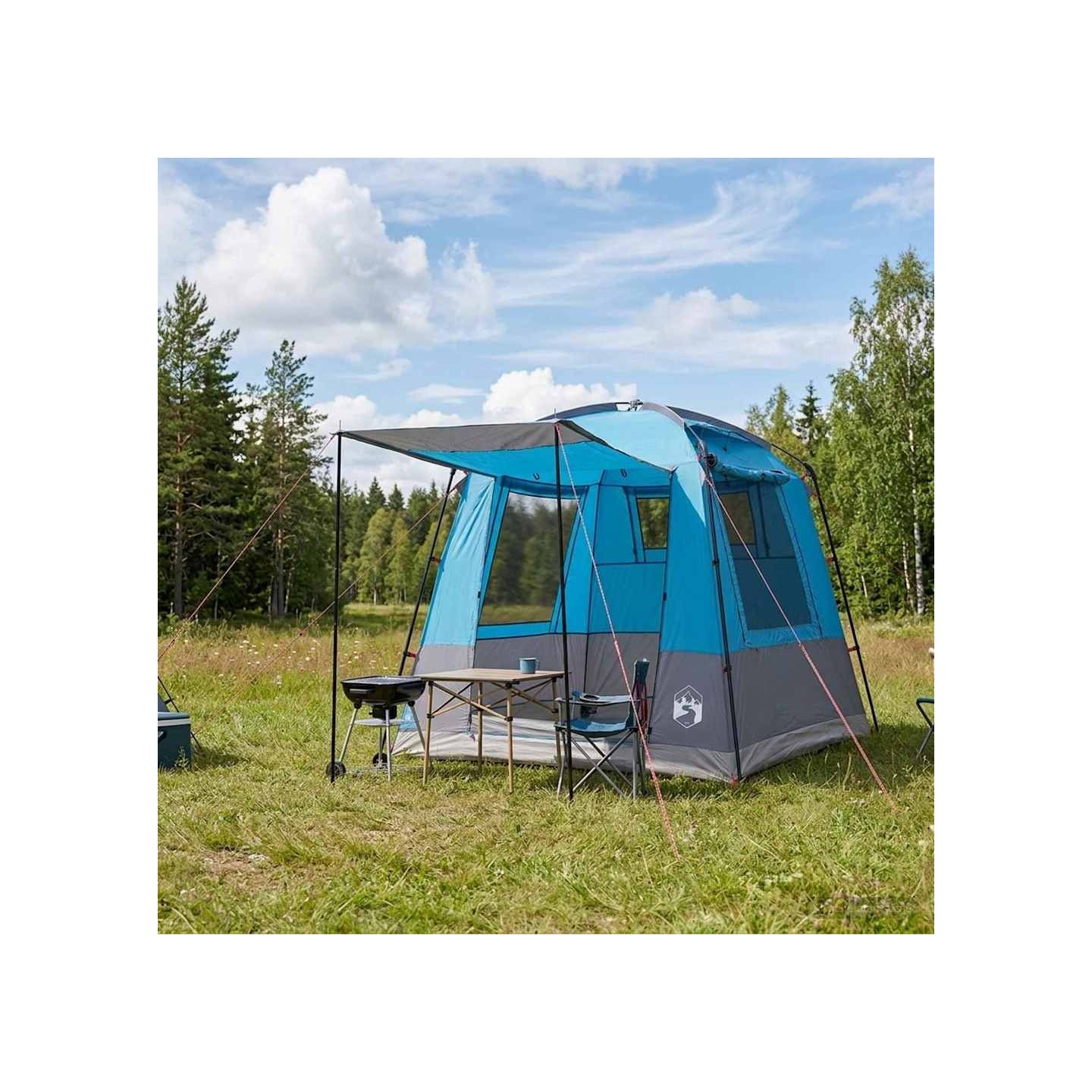 Tente de fête 4 personne Bleu Polyester 185T avec revêtement PU