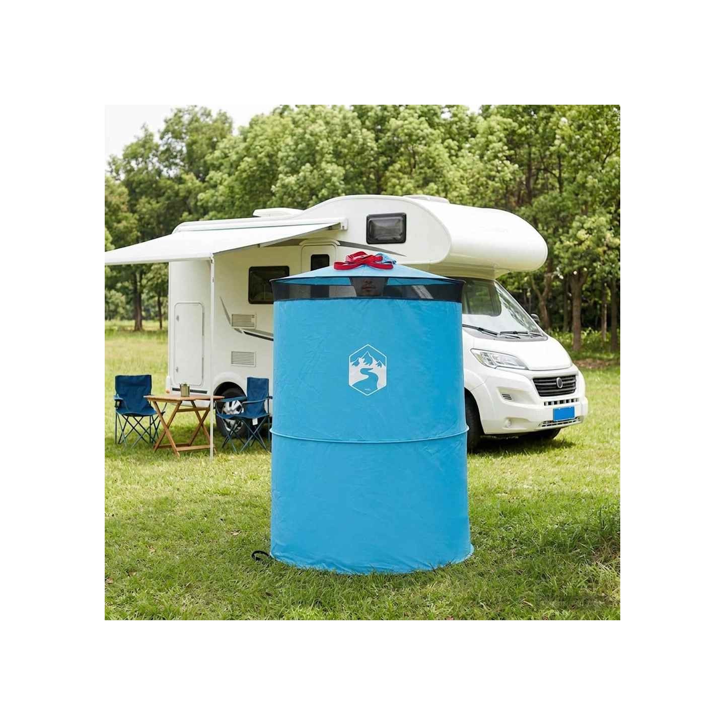 Tente de toilettes pop-up avec corde suspendue Bleu 97 x 126 cm