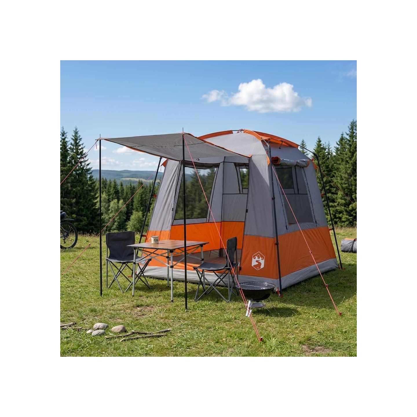 Tente de fête 4 personne Gris et orange