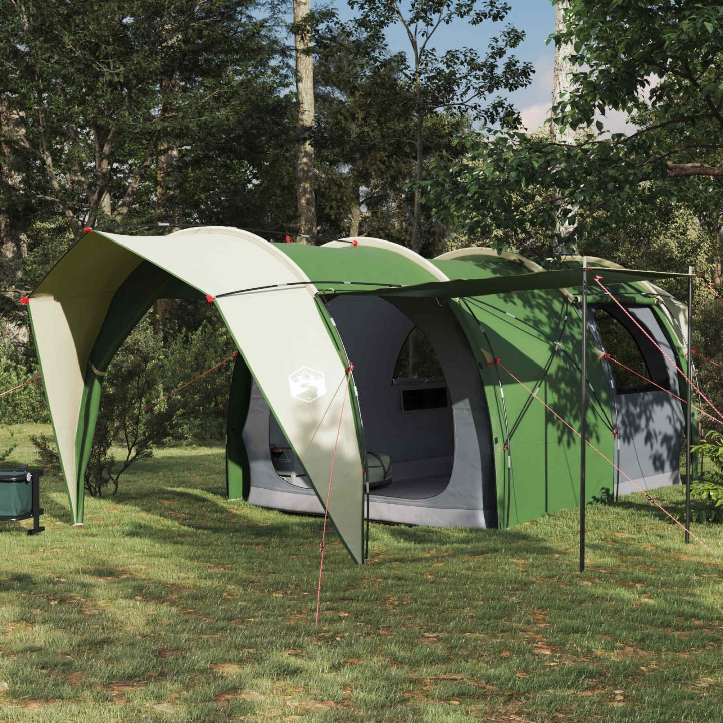 Tente tunnel 6 personne Vert Polyester 185T avec revêtement PU