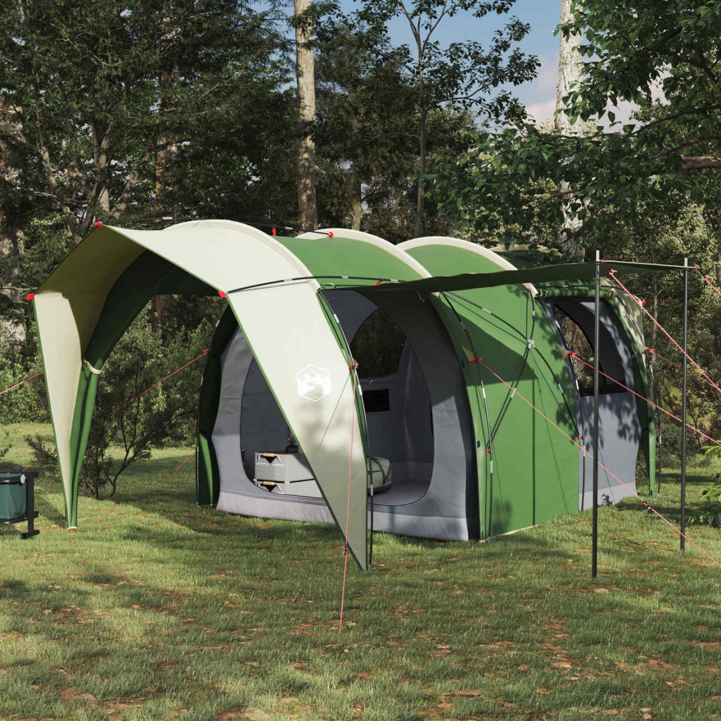 Tente tunnel 4 personne Vert Polyester 185T avec revêtement PU