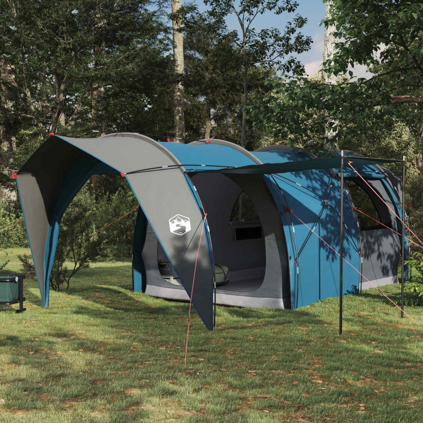 Tente tunnel 6 personne Bleu Polyester 185T avec revêtement PU
