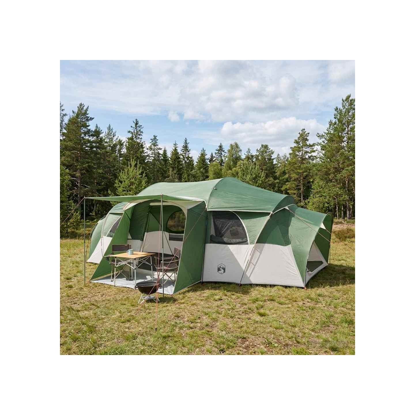 Tente familiale avec auvent imperméable 10 personne Vert