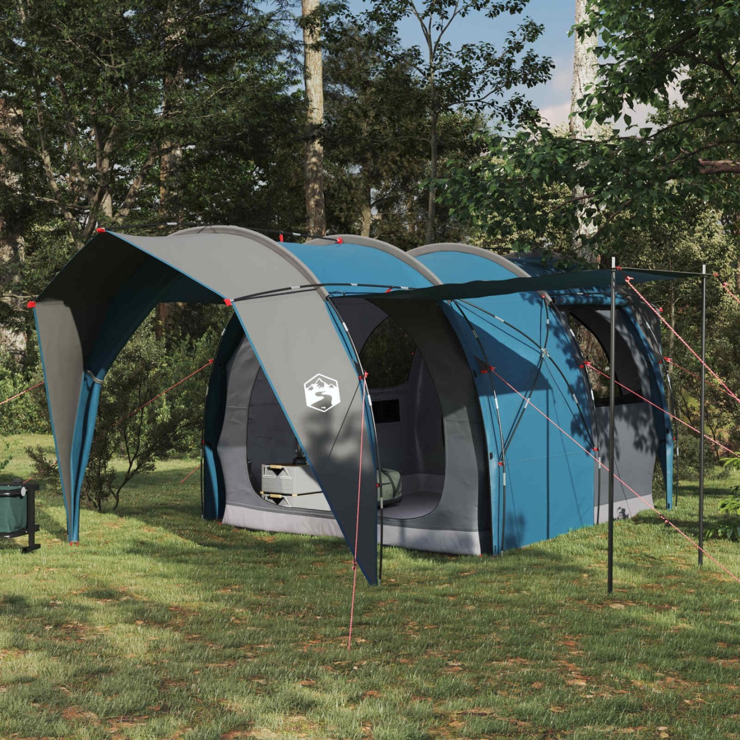 Tente tunnel 4 personne Bleu Polyester 185T avec revêtement PU