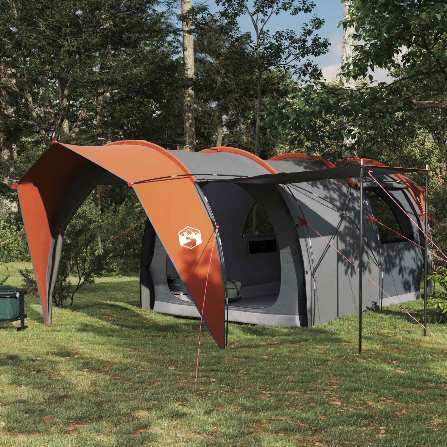 Tente tunnel 6 personne Gris et orange