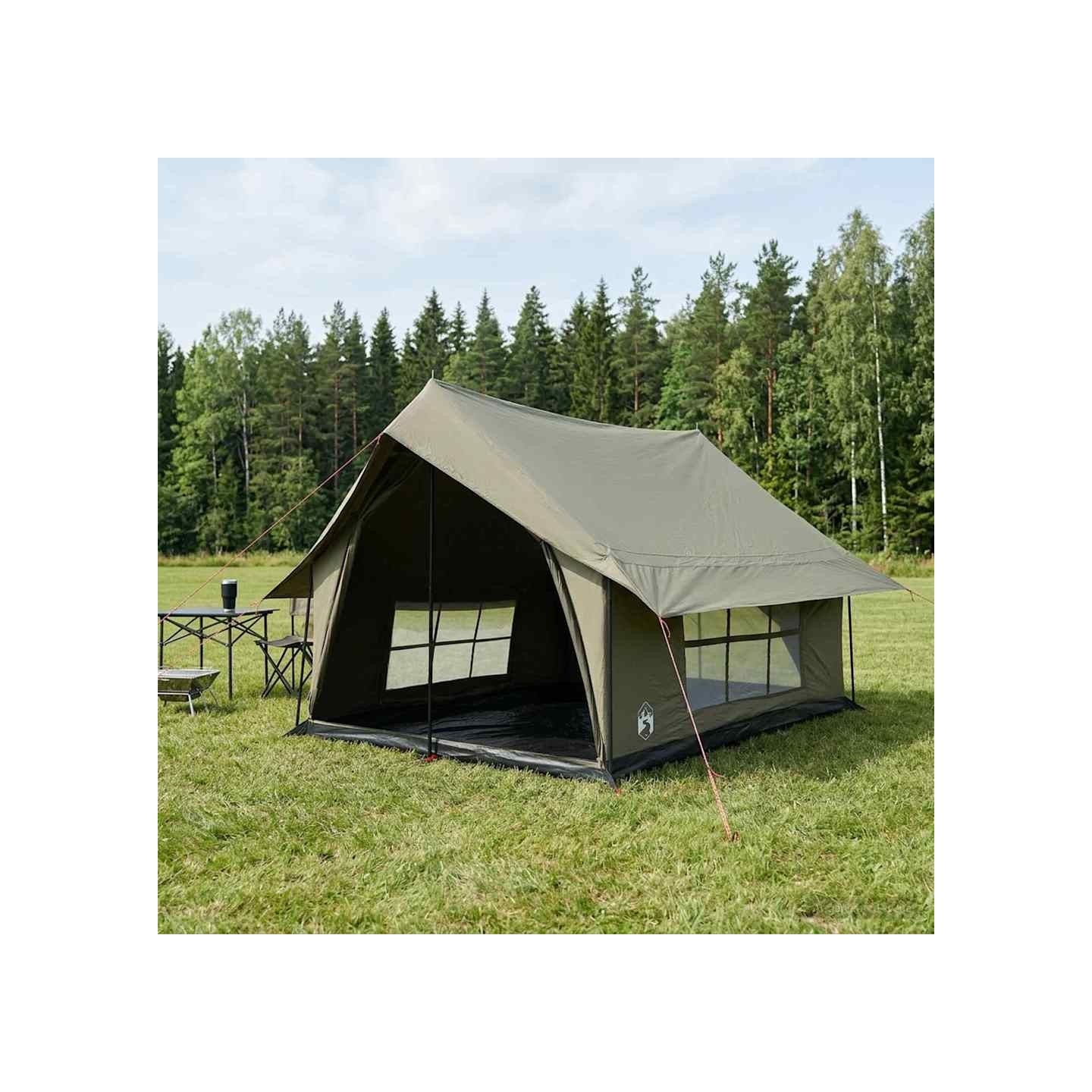 Tente Cabane Vert armée 340 x 246 x 210 cm Polycoton