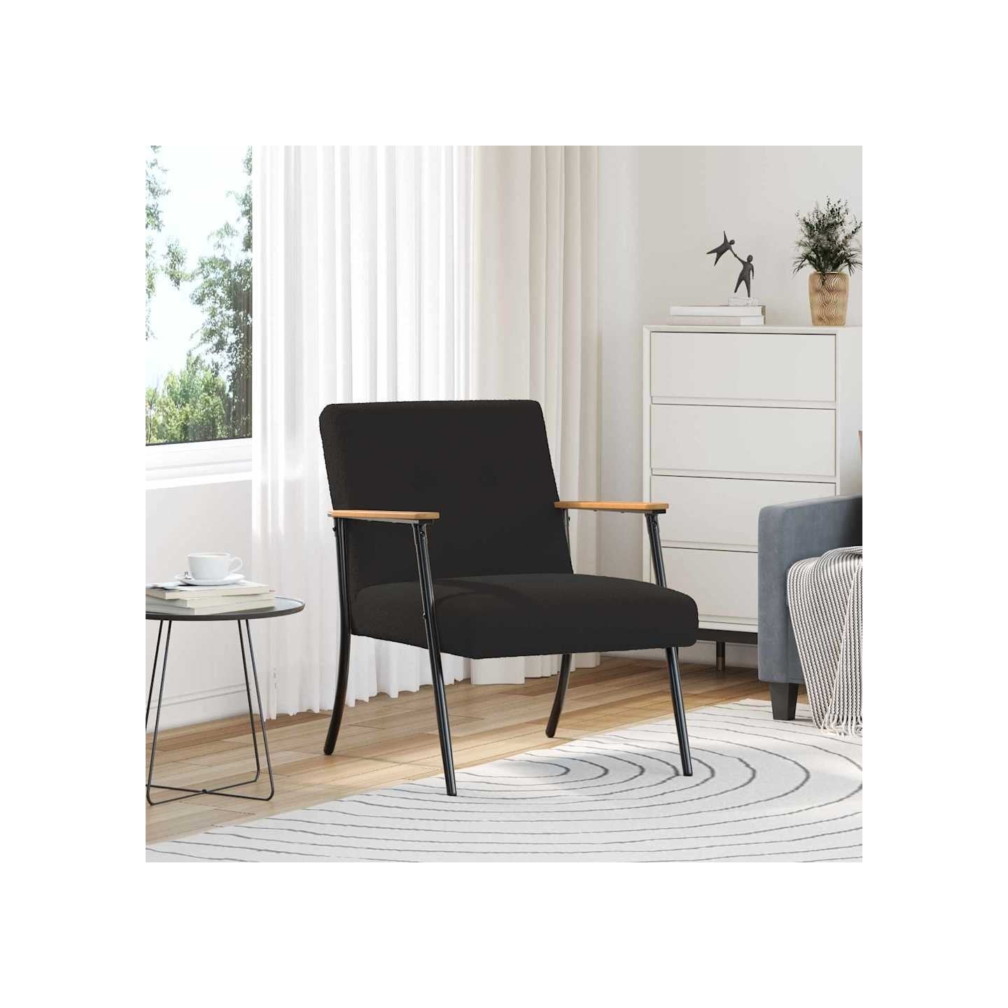 Fauteuil Noir Tissu ressemblant à de la laine bouclée