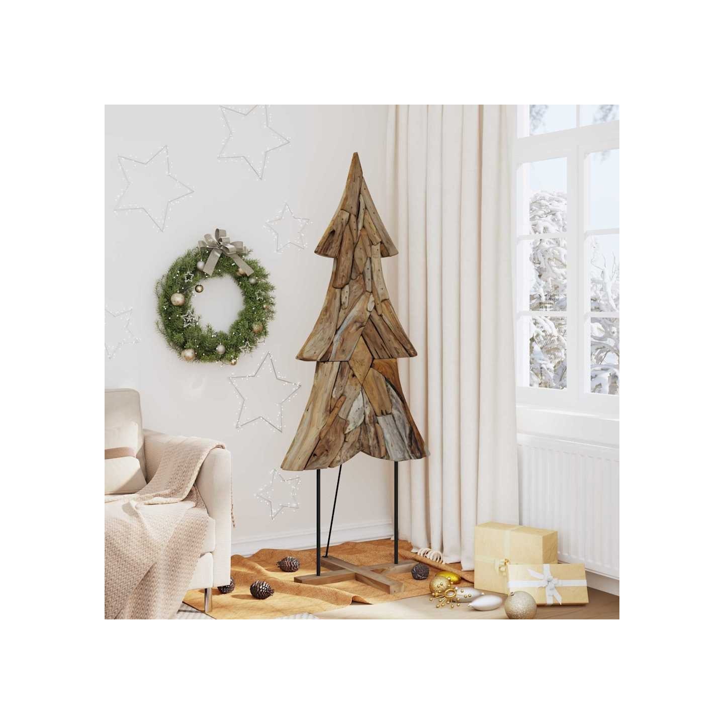 Sapin de Noël Marron 181,5 cm Bois de teck massif