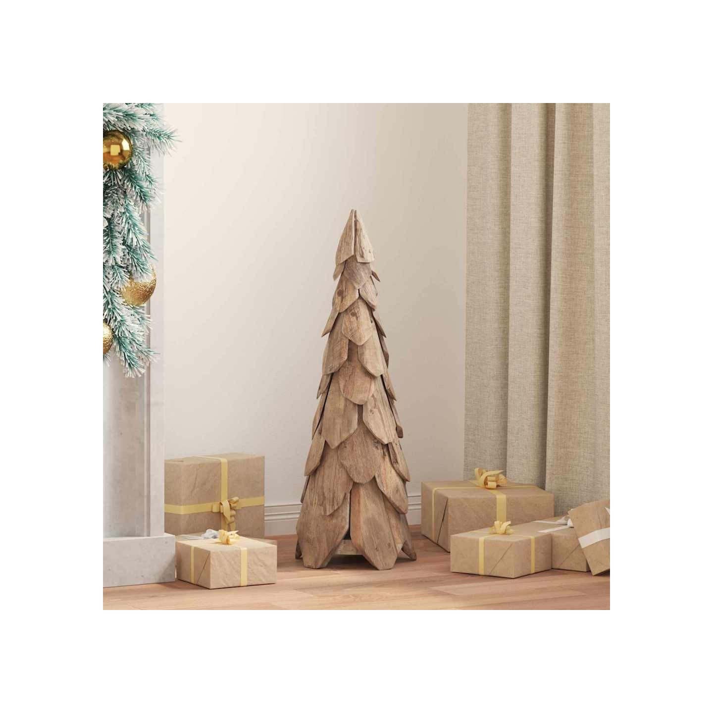 Sapin de Noël Marron 80 cm Bois de teck massif