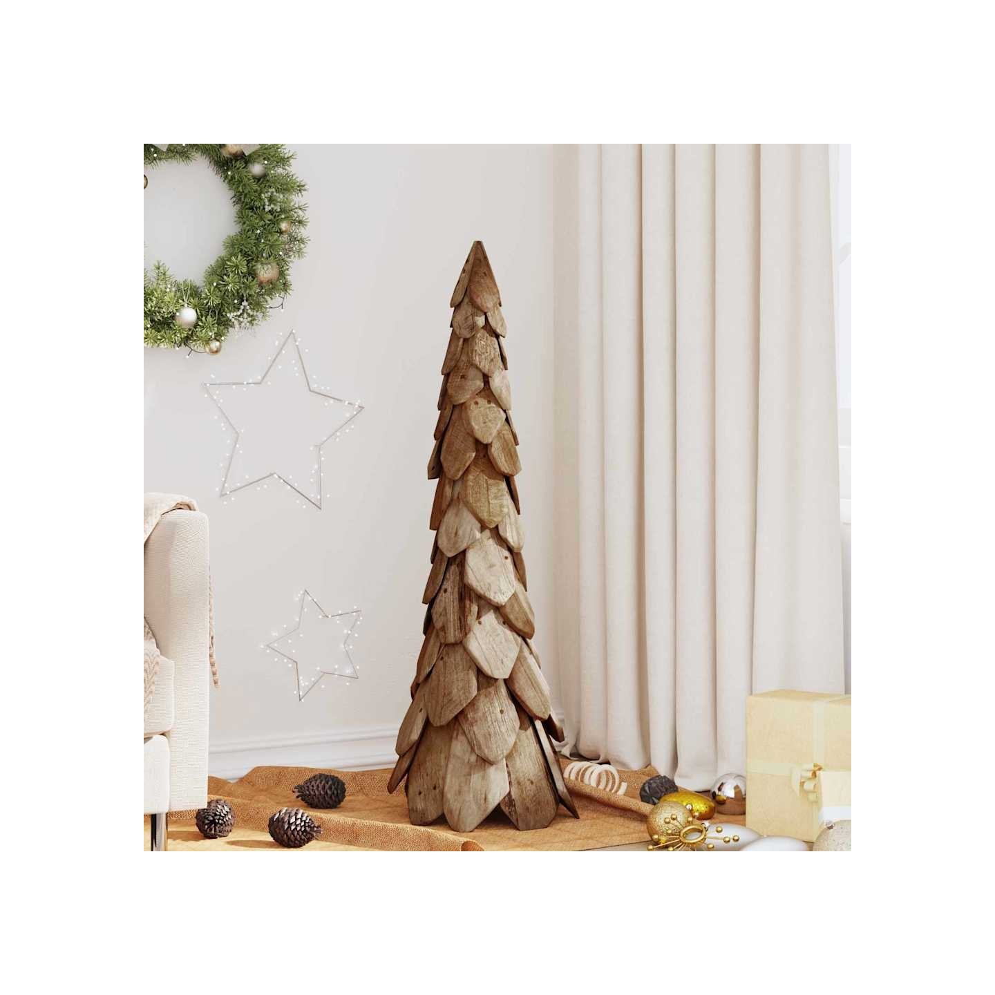 Sapin de Noël Marron 111 cm Bois de teck massif