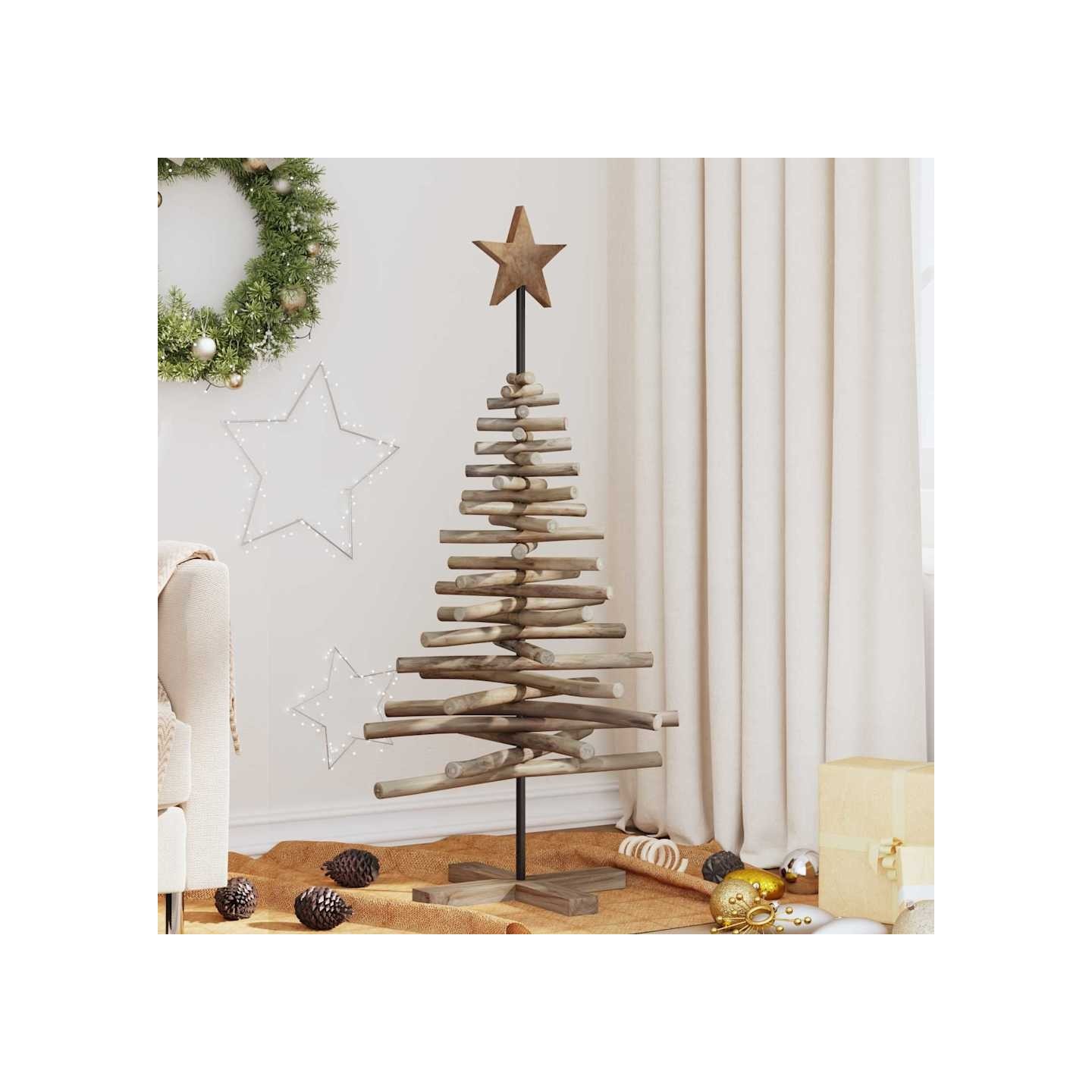 Sapin de Noël Marron 120 cm Bois de teck massif