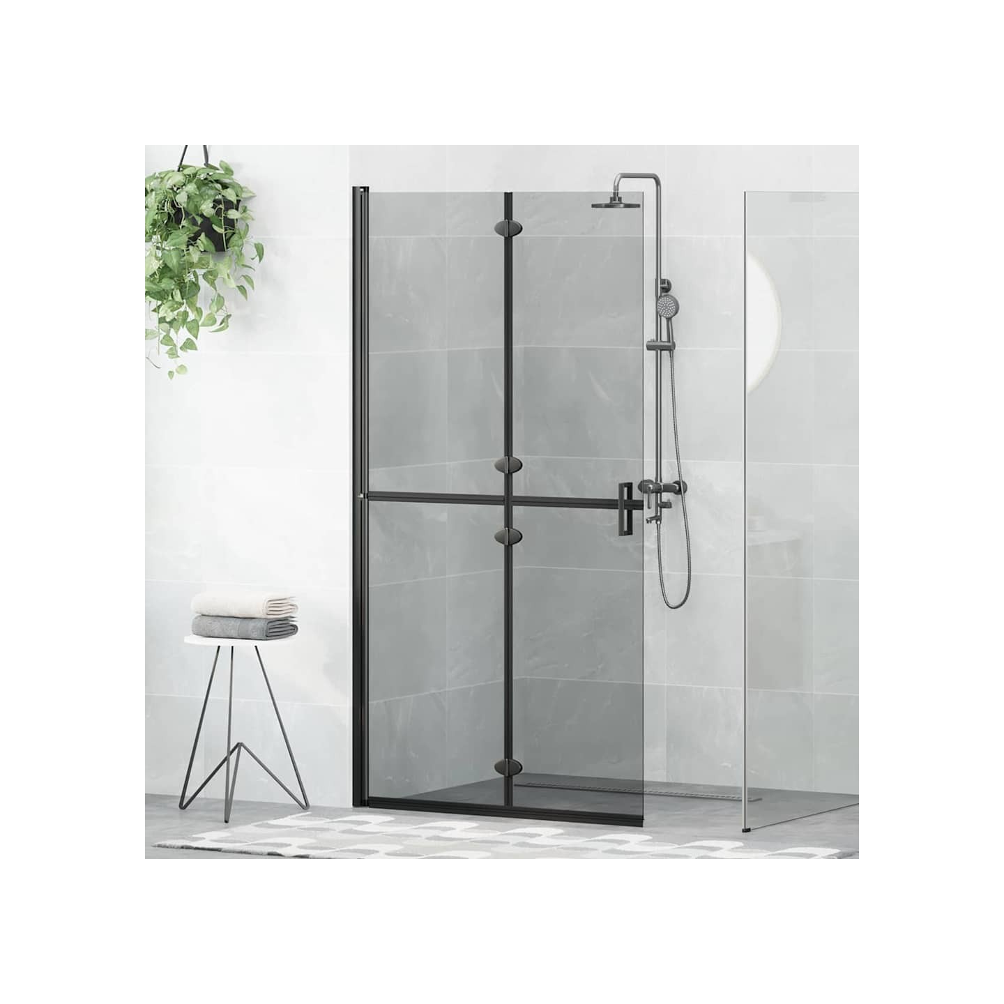 Paroi de douche à l'italienne Noir 100 x 6,5 x 190 cm