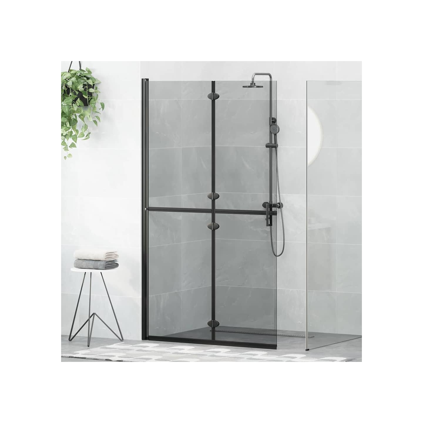 Paroi de douche à l'italienne Noir 110 x 6,5 x 190 cm