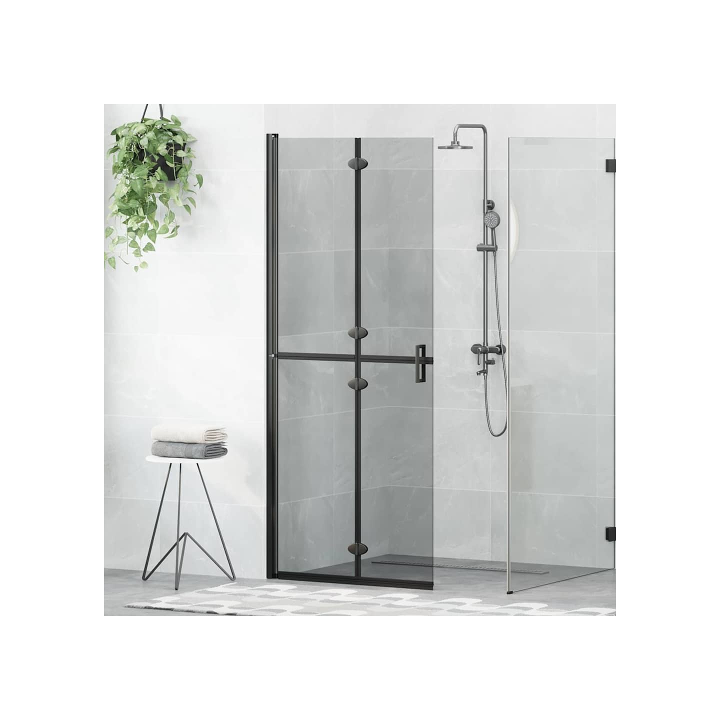 Paroi de douche à l'italienne Noir 80 x 6,5 x 190 cm