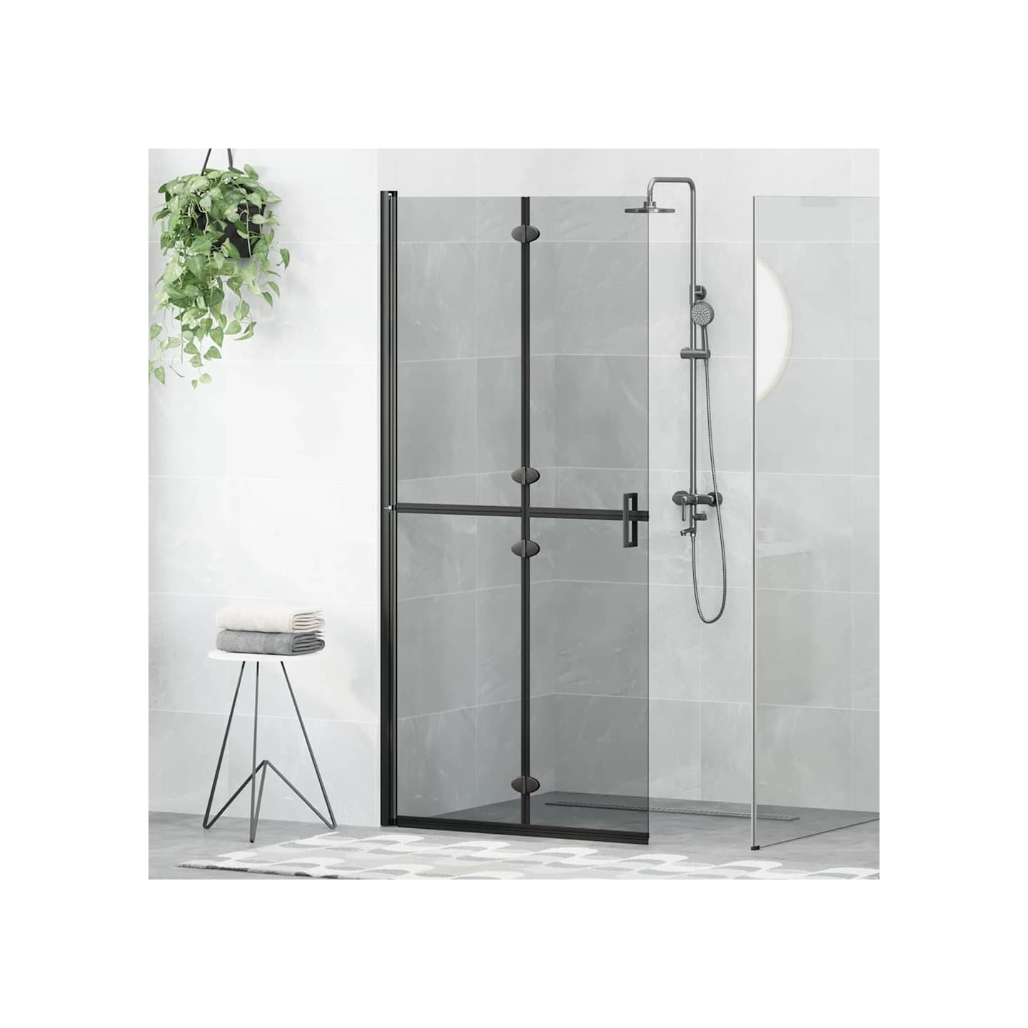 Paroi de douche à l'italienne Noir 90 x 6.5 x 190 cm