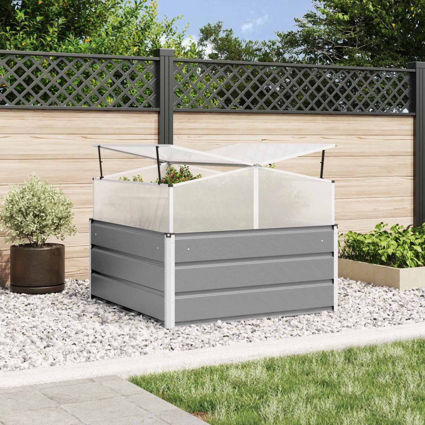 Jardinière Gris clair 100 x 100 x 77 cm Acier galvanisé